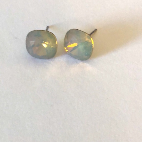 Gray Opal Cushion Cut Crystal Earrings - Picture 3 of 8
